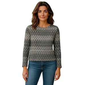 Alfred Dunner ladies top Glitter holiday black/silver Size Large Holiday party